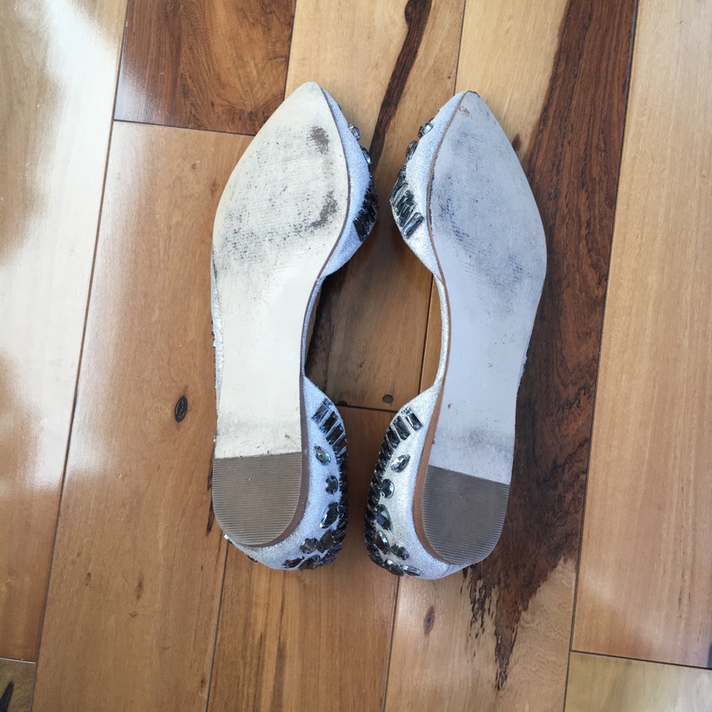 Steve Madden Silver Jeweled Pointed Toe Flats - Picture 4 of 6